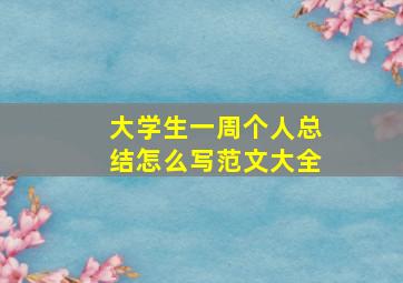 大学生一周个人总结怎么写范文大全