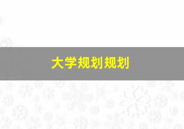 大学规划规划