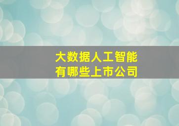 大数据人工智能有哪些上市公司