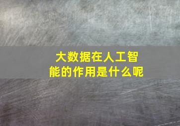 大数据在人工智能的作用是什么呢