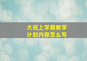 大班上学期教学计划内容怎么写