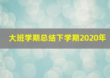 大班学期总结下学期2020年