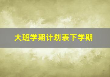 大班学期计划表下学期