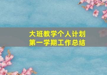 大班教学个人计划第一学期工作总结