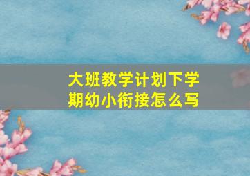 大班教学计划下学期幼小衔接怎么写