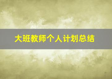 大班教师个人计划总结