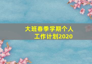 大班春季学期个人工作计划2020