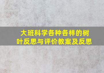 大班科学各种各样的树叶反思与评价教案及反思