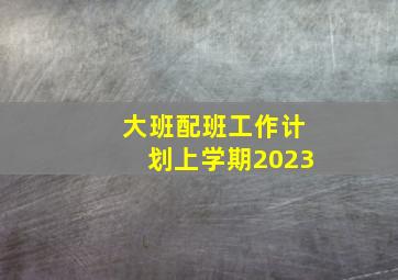 大班配班工作计划上学期2023