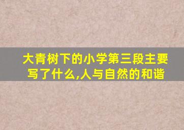 大青树下的小学第三段主要写了什么,人与自然的和谐