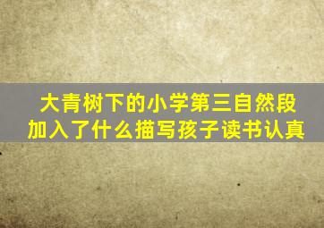 大青树下的小学第三自然段加入了什么描写孩子读书认真