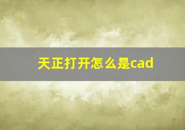 天正打开怎么是cad