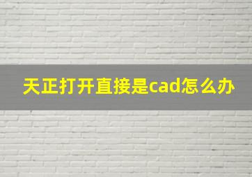 天正打开直接是cad怎么办