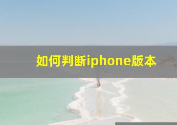 如何判断iphone版本