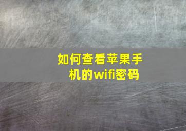 如何查看苹果手机的wifi密码