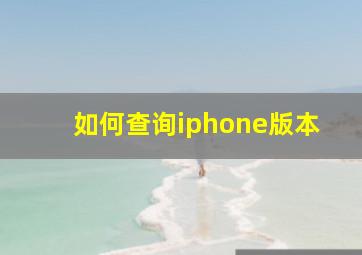 如何查询iphone版本