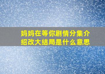 妈妈在等你剧情分集介绍改大结局是什么意思