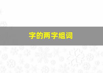 字的两字组词