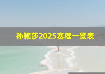 孙颖莎2025赛程一览表