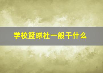 学校篮球社一般干什么