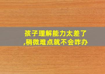 孩子理解能力太差了,稍微难点就不会咋办