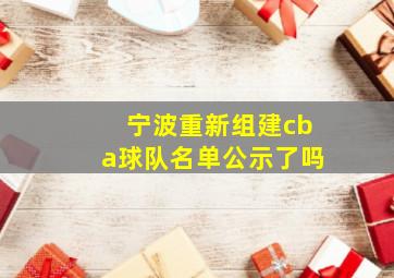 宁波重新组建cba球队名单公示了吗