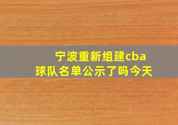 宁波重新组建cba球队名单公示了吗今天