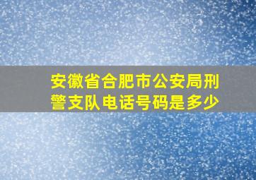 安徽省合肥市公安局刑警支队电话号码是多少