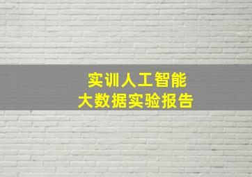 实训人工智能大数据实验报告