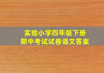 实验小学四年级下册期中考试试卷语文答案