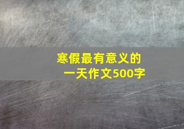 寒假最有意义的一天作文500字