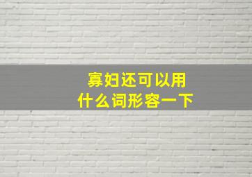 寡妇还可以用什么词形容一下