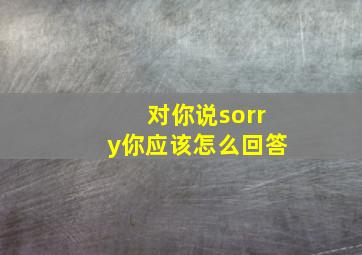 对你说sorry你应该怎么回答