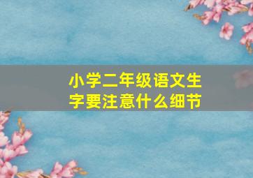 小学二年级语文生字要注意什么细节