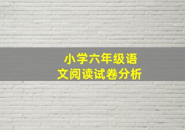 小学六年级语文阅读试卷分析