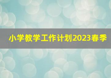 小学教学工作计划2023春季