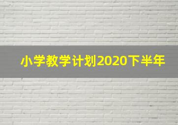 小学教学计划2020下半年