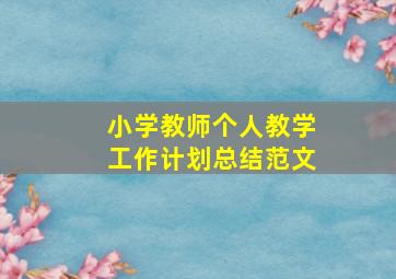 小学教师个人教学工作计划总结范文