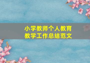 小学教师个人教育教学工作总结范文