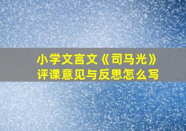 小学文言文《司马光》评课意见与反思怎么写