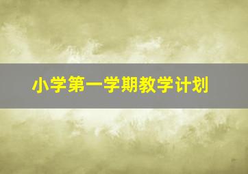 小学第一学期教学计划