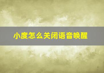 小度怎么关闭语音唤醒