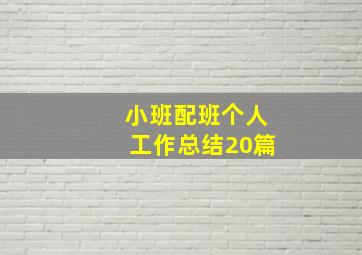 小班配班个人工作总结20篇