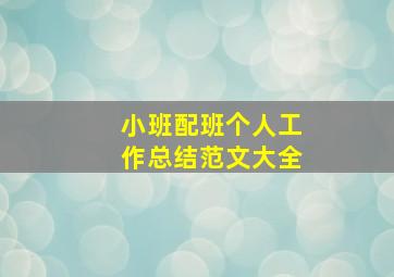 小班配班个人工作总结范文大全