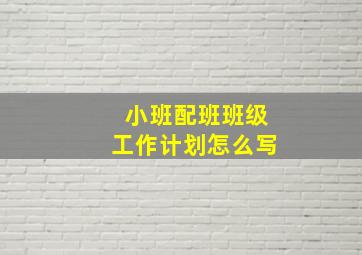 小班配班班级工作计划怎么写