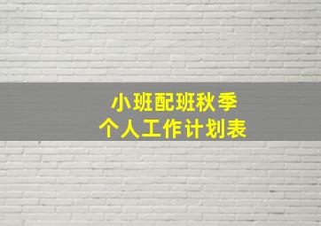 小班配班秋季个人工作计划表