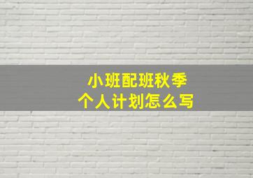 小班配班秋季个人计划怎么写