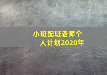 小班配班老师个人计划2020年