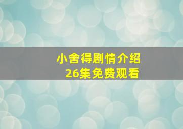 小舍得剧情介绍26集免费观看