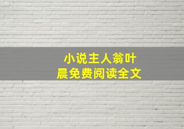 小说主人翁叶晨免费阅读全文